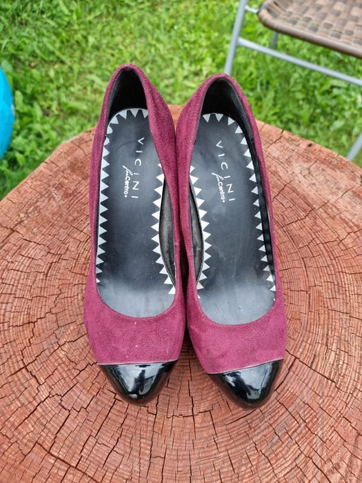 Burgundowe buty na koturnie centro 37