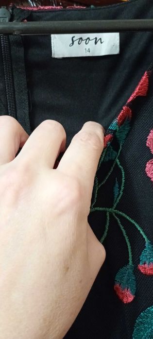 Вишита сукня, плаття чорного кольору в квіти