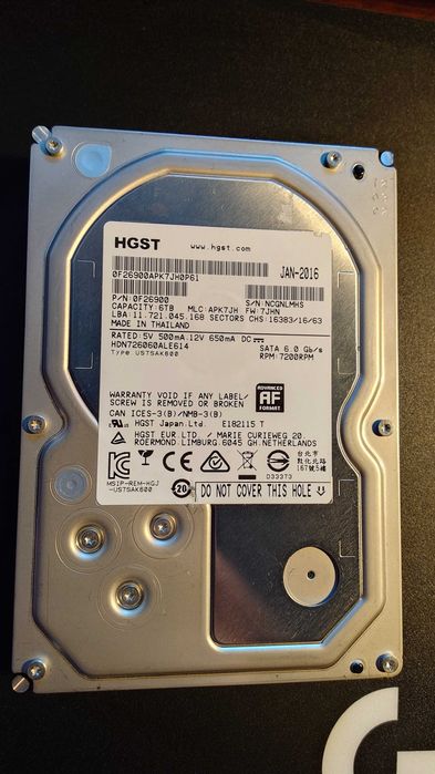 Dysk serwerowy HGST 6TB, 100% żywotności
