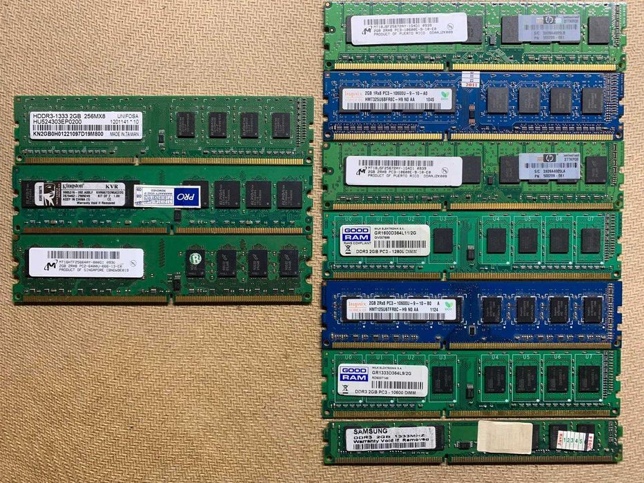Оперативна пам'ять DDR2 - 2Gb та DDR3 - 2Gb 10 планок