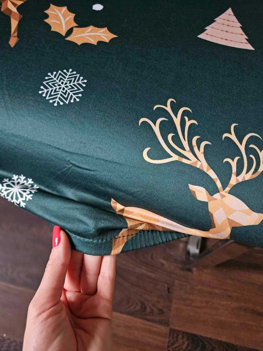 Świąteczne pokrowce na krzesła elastyczne 4 sztuki zielone święta