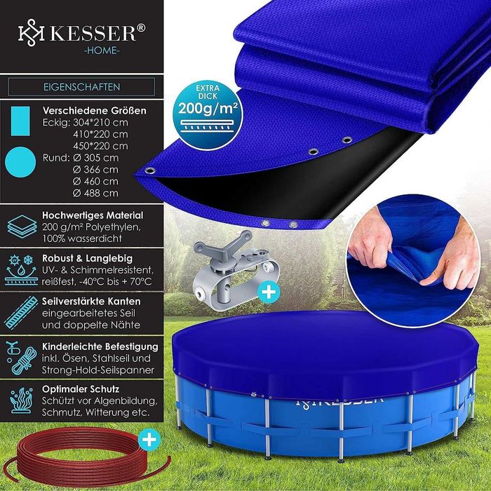 Plandeka do basenu / okrągła / 266-306 cm / osłona / ochrona / 8816!