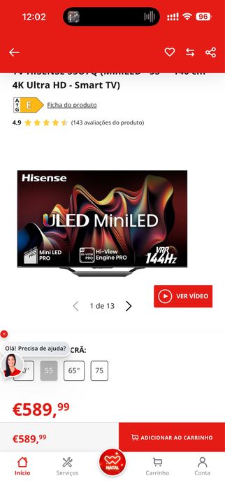 Hisense Uled Miniled 55”