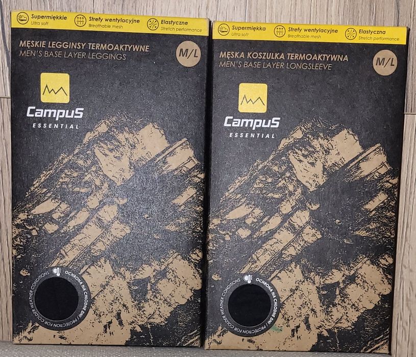 Wyprzedaż bielizna termoaktywna Campus zestaw męska koszulka spodnie r