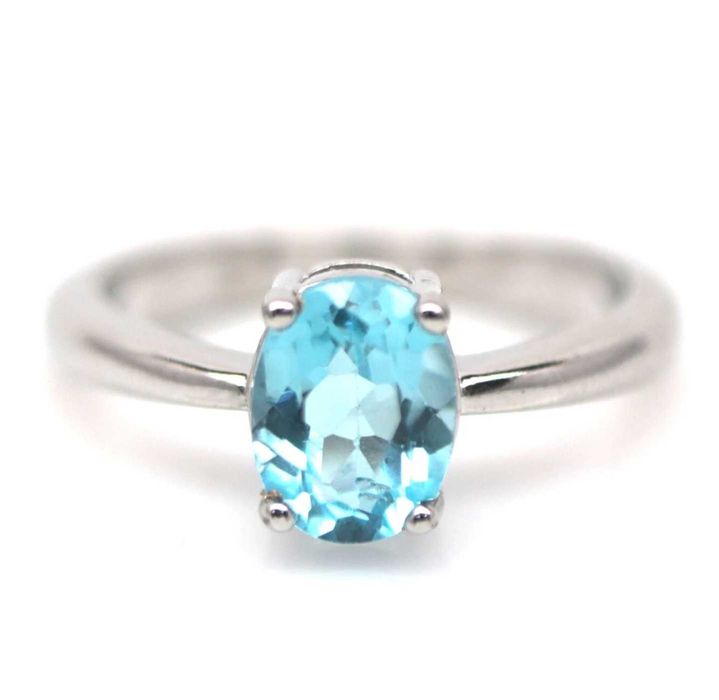 Pierścionek Srebro 925 Naturalny SKY Topaz r13 Rod