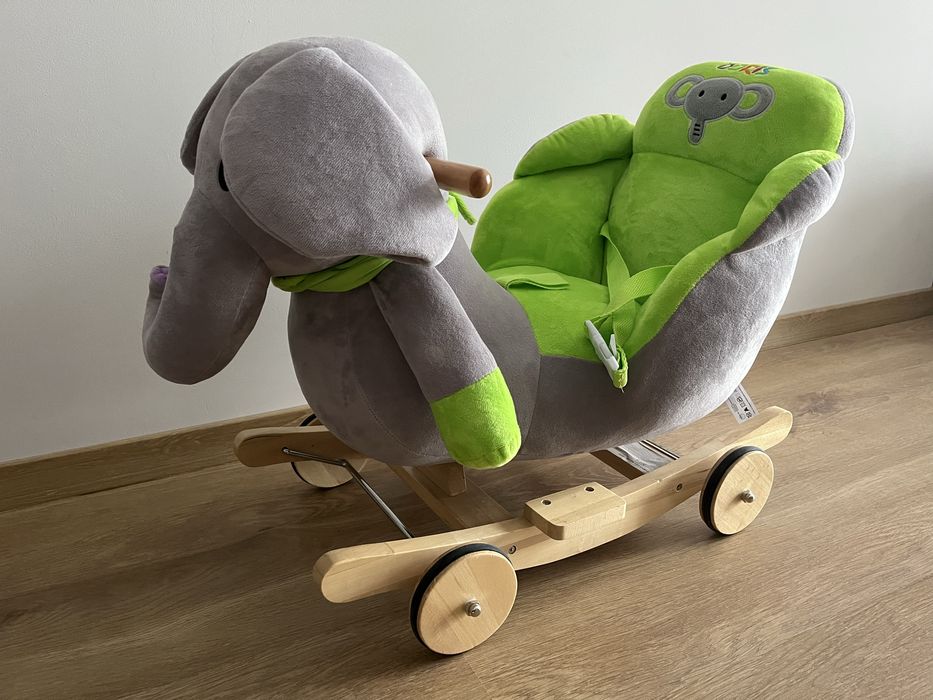 Bujak jeździk na biegunach pluszowy słoń pasy prezent chrzciny roczek