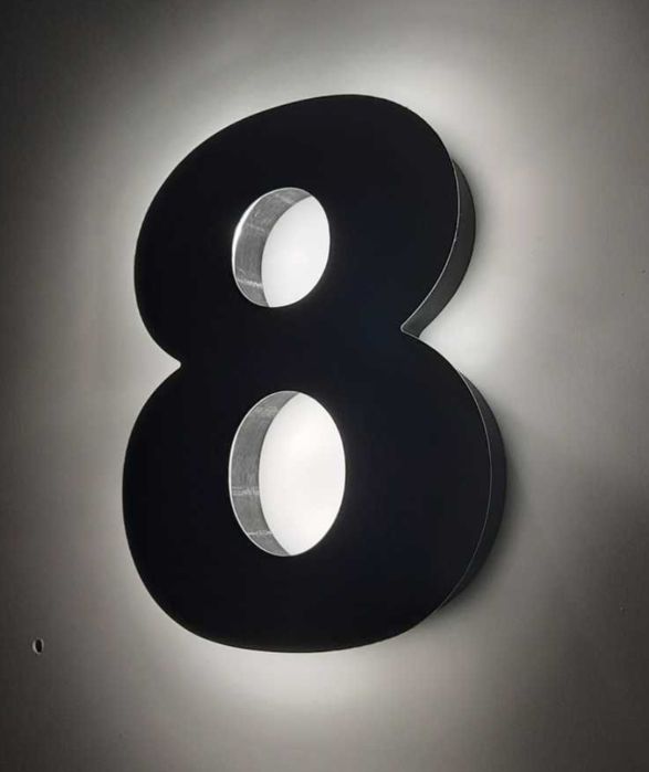 Cyfra 3D Podświetlany Numer Domu LED Aluminium 30 cm Kolory