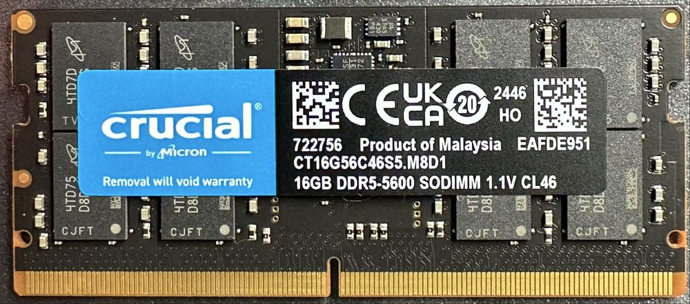 Memória RAM Crucial 16GB DDR5 5600 SO-DIMM