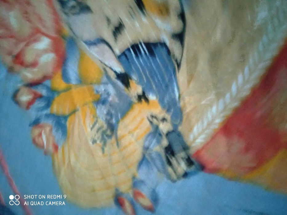 Chusta bawełna płócienko batyst boho ptaszki w gnieździe 100x 94cm