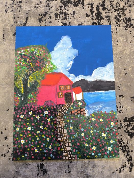 Tela pintada a mão em acrílico,30 cm por 40 cm de altura