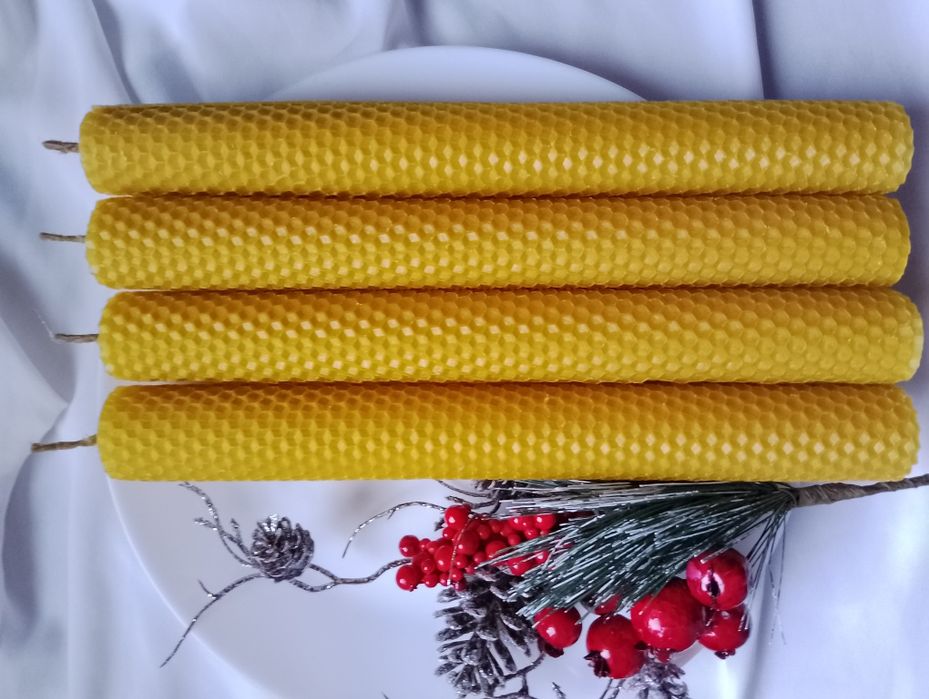 Свічки, свечи воскові з вощини, ручної роботи