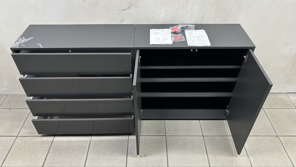 Komoda salonowa połysk antracyt szuflady