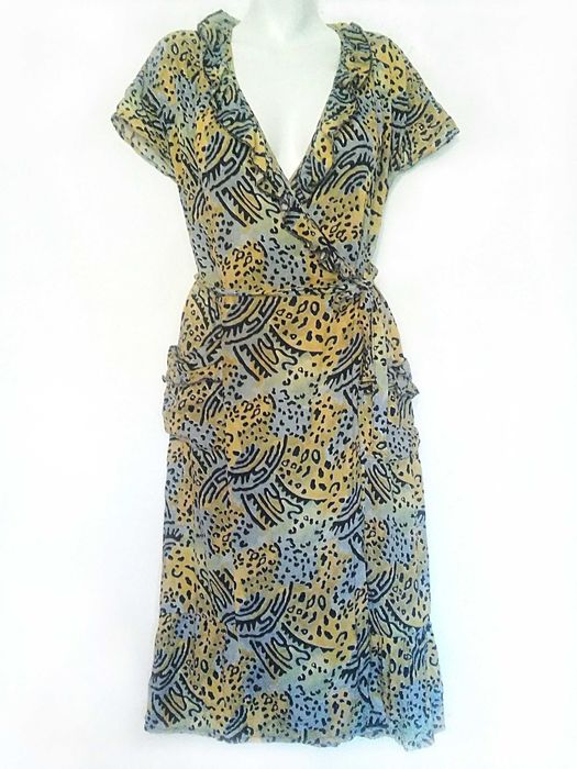 Kopertowa sukienka midi vintage lata 80/90  r. 40 unikat