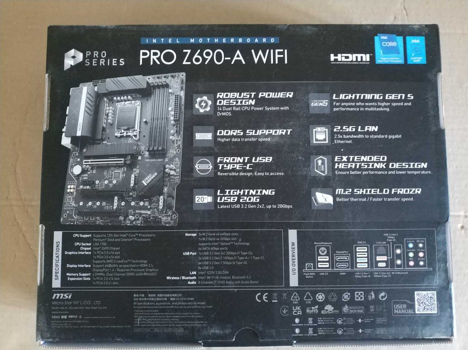 ‼️МОЩЬ MSI PRO Z690-A WIFI, DDR5, Intel, LGA 1700, Материнская плата‼️