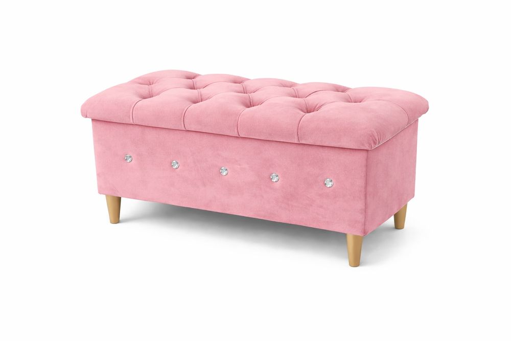 Duża Pufa 100x40 pikowana ławka kufer Glamour Chesterfield cyrkonie