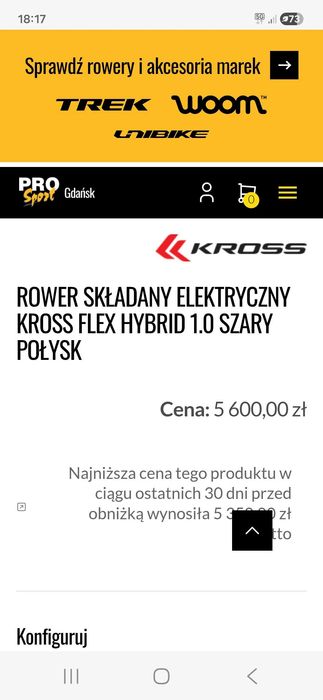 Rower elektryczny damski składany Kross Flex Hybrid