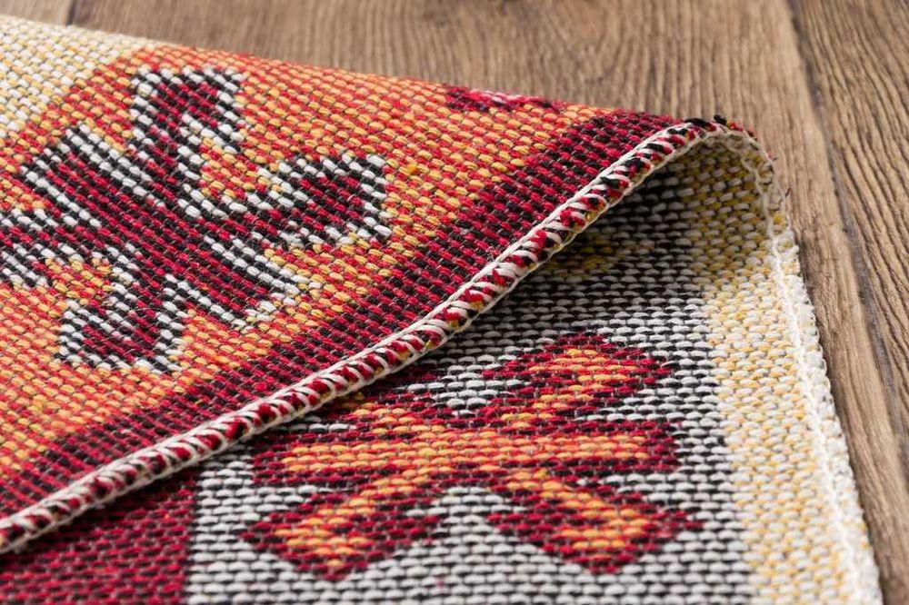 Dywan kilim tkany dwustronny wzór 80x150 terra bordowy