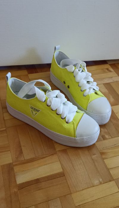 Trampki tenisówki Guess neonowo żółte 40