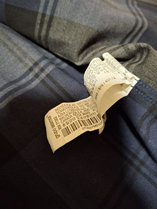 Рубашка ZARA клетчатая синяя, casual, streetwear, мужская рубашка