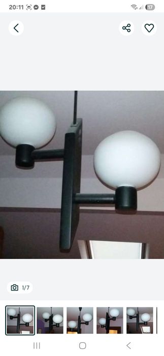 Żyrandol czarny biale klosze.