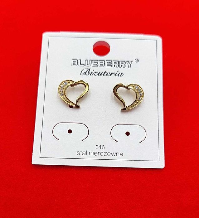 Kolczyki BLUEBERRY serce cyrkonie stal 316