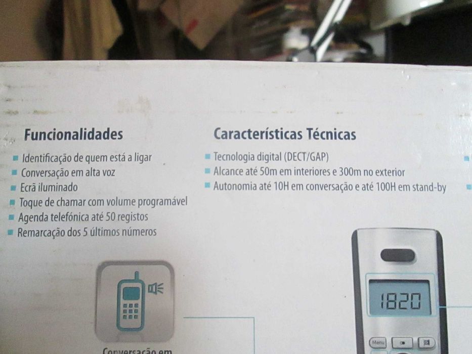 Telefone sem fios, novo, na caixa