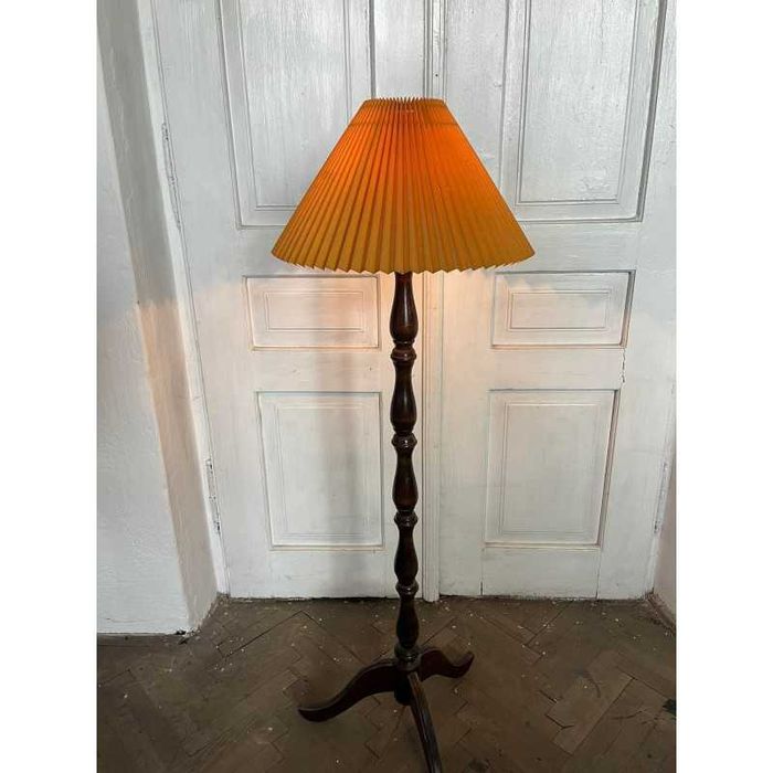 Stojąca lampa z abażurem z harmonijką lata 80te