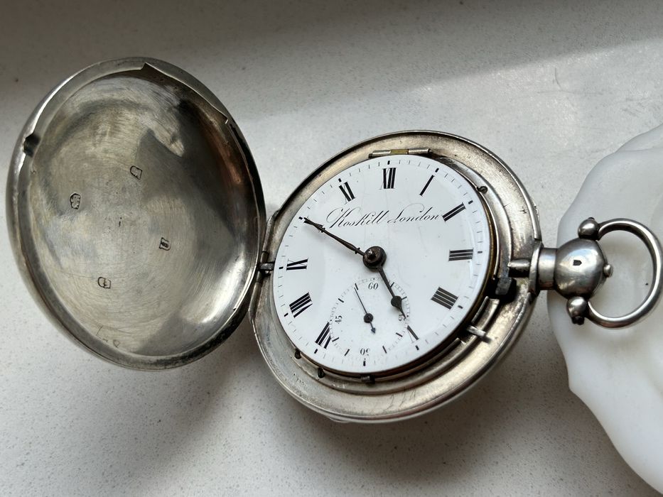 Zegarek kieszonkowy Szpindlak Olbrzym !! Srebro ok.1815 Rok . Kryty RR