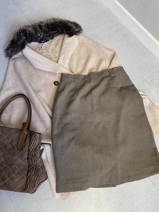 Vintydżowa elegancka spódnica 42% wełna Capsule wardrobe do pracy