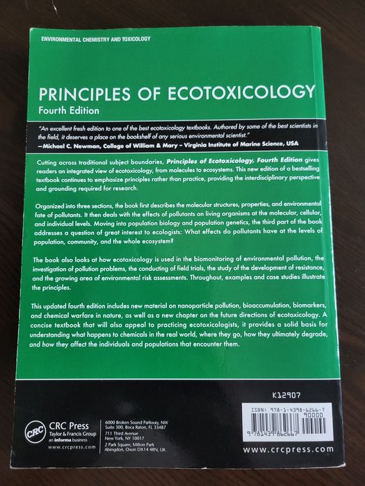 Livro "Principles of Ecotoxicology"