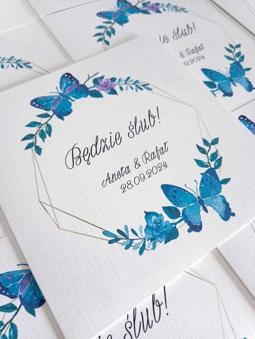 Zaproszenia slubne wesele rustykalne kwiatowe kwadratowe rebus wzory