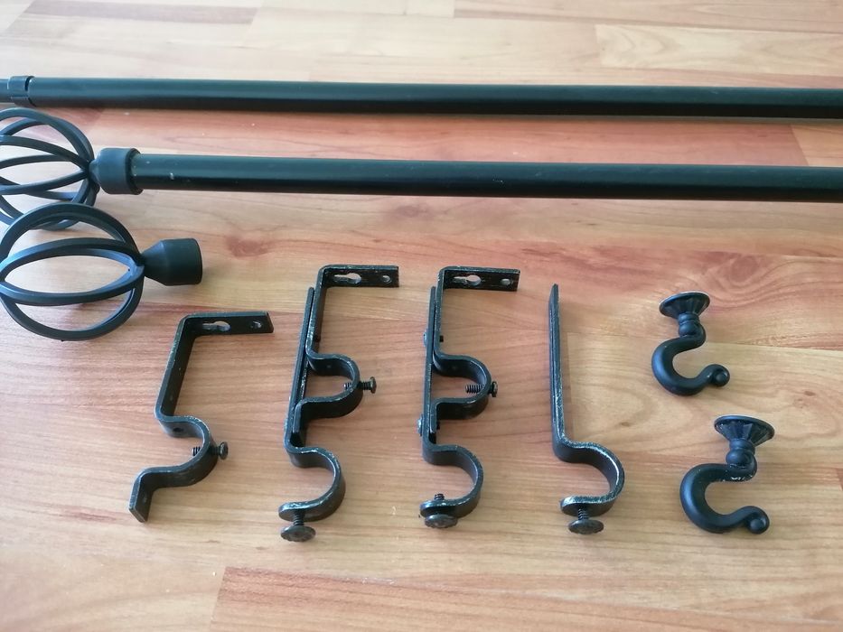 Varão Cortinas Cortinados Extensível Preto