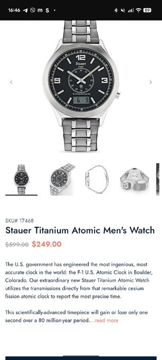 Чоловічий годинник Stauer Atomic титановий