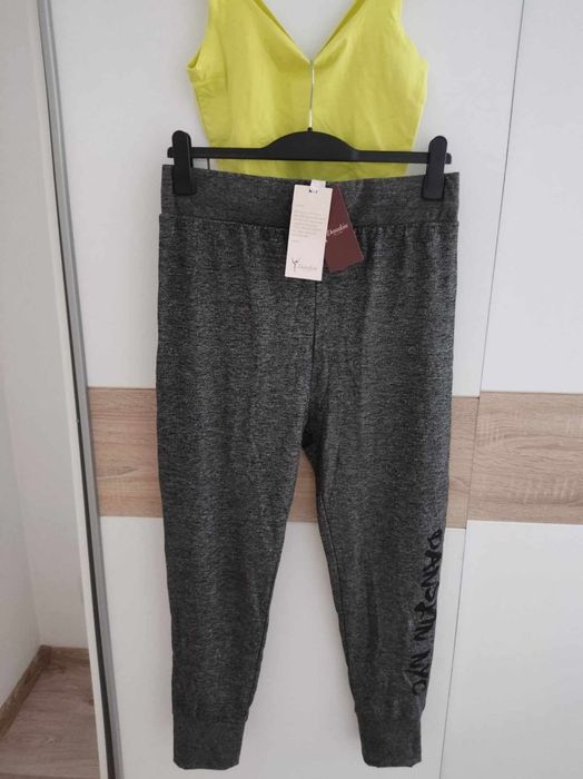 Spodnie dres Danskin L grafitowe joggery damskie