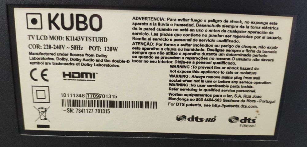 Smartv 4k kubo para peças