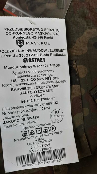 Mundur polowy 124L M/XS NOWY