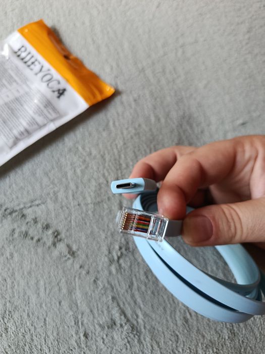 RIIE YOCA Console Cable RJ45to USB C (1.5m) консольний кабель, блакитний.