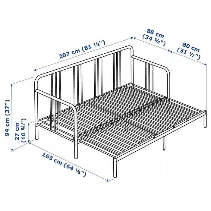 Cama IKEA FYRESDAL / Sofá-cama extensível com 2 colchões IKEA Åsvang 80x200