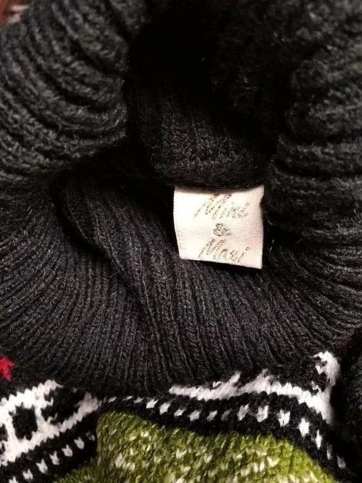 długi golf z kieszeniami tunika sukienka sweter dzianina Boho hippie M