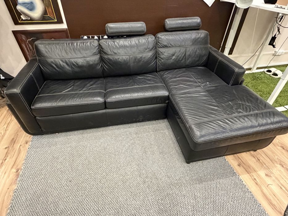 Narożnik skórzany z funkcja spania