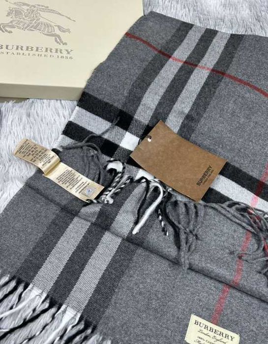 Шарф Burberry Grey Шарф барбери в клітинку сірий QR LOGO