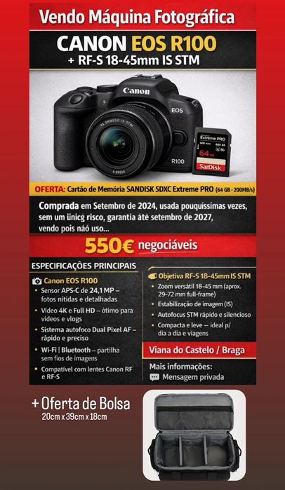 Máquina Fotográfica Canon EOS R100