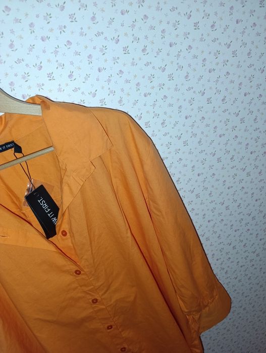 Koszula 42 I saw it first pomarańczowa oversize bawełna bawełniana blu