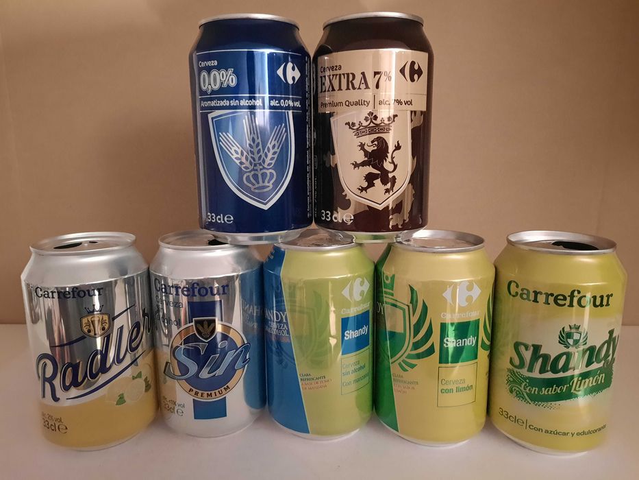 Lote de 110 latas de bebidas diversas - Carrefour, DIA