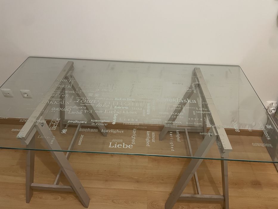 Secretária/mesa em vidro temperado