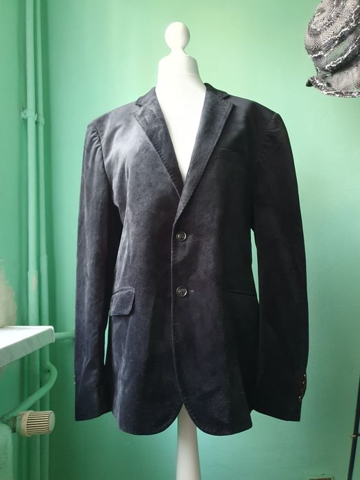 Aksamitna męska marynarka gotycka z podszewką z obrazem i kieszeniami