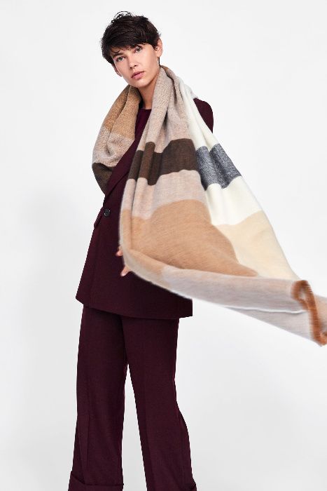 Szalik akrylowy w paski ZARA Nowy z metką