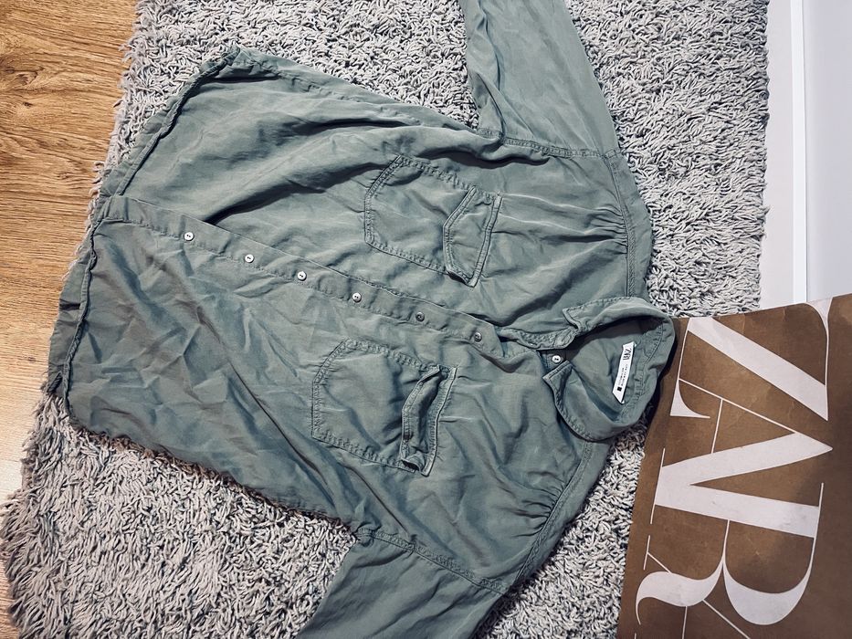 Zara rozm M koszula damska khaki ciemnozielona