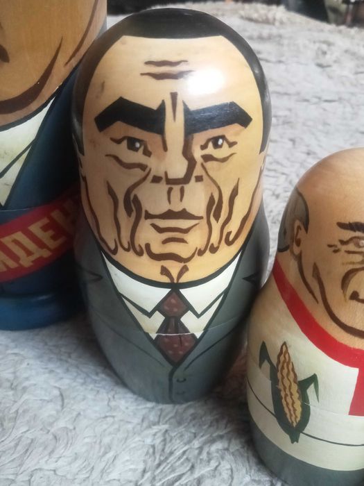 Matrioszka Baba Stara Zabawka Stalin Lenin Breżniew Gorbaczow Drewno