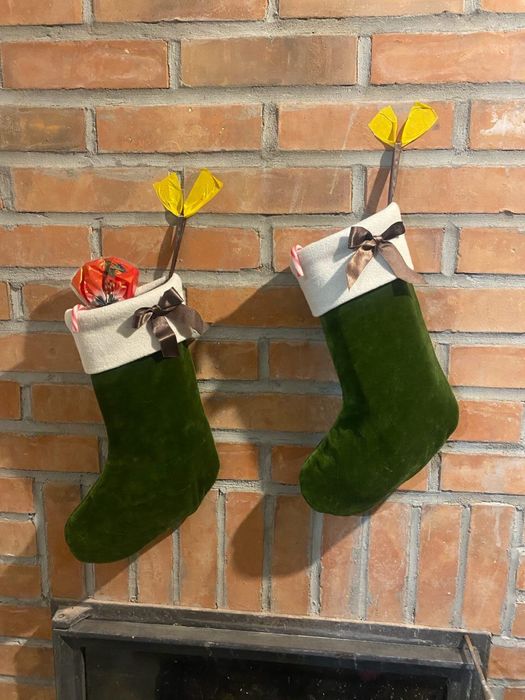 Świateczne skarpety na kominek - rękodzieło